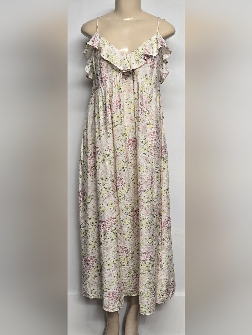 Floral Ruffle Maxi Dress - Pink Floral
